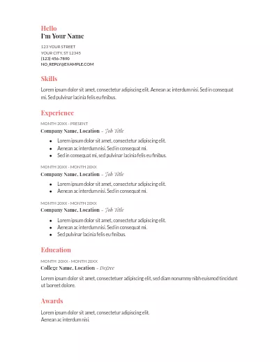 example resume that stands out coral