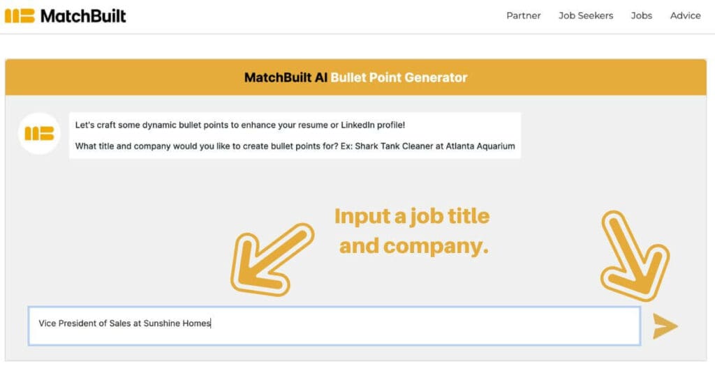 bullet point generator title and company input for resume