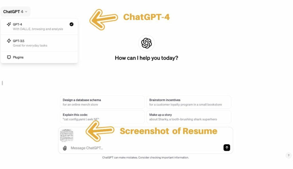 ChatGPT AI Analyzing a Resume Screenshot
